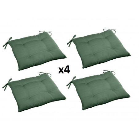 Lot de 4 galettes de chaises - Vert olive - 40 x 40 cm - Gamme Korai