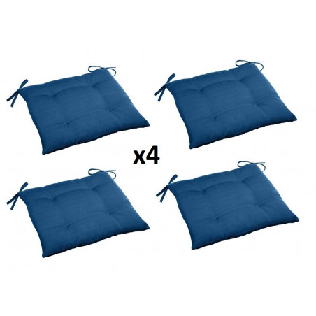 Lot de 4 galettes de chaises - Bleu indigo - 40 x 40 cm - Gamme Korai