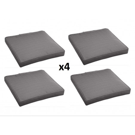 Lot de 4 galettes de chaises déhoussables - Gris - 40 x 40 cm - Gamme Korai