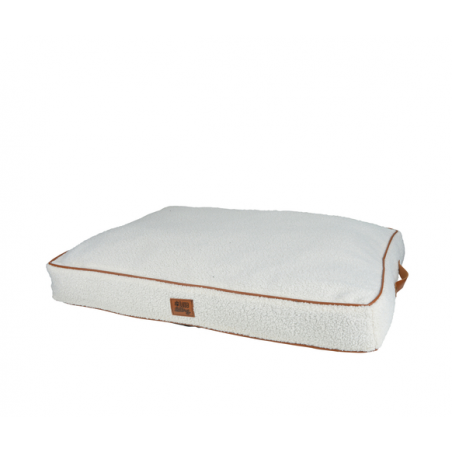 Coussin rectangle pour animaux en tissu à bouclettes - Blanc - L 80 x l 60 x H 10 cm - Gamme Wooly
