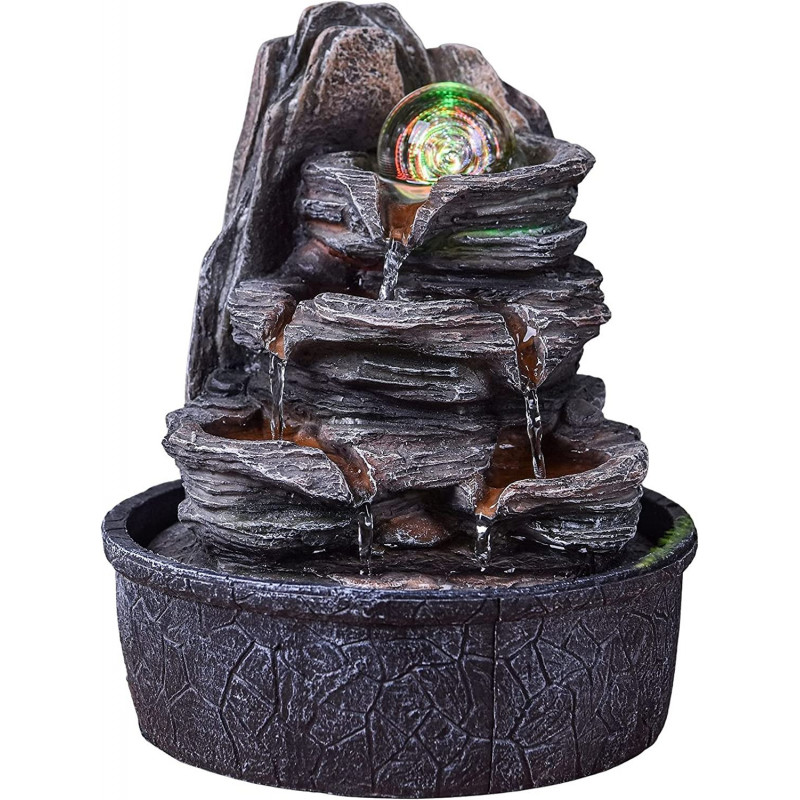 Fontaine nature Luberon avec LED - Gris - H 19 cm