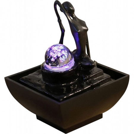 Fontaine Yoga avec LED - Noir - H 19 cm
