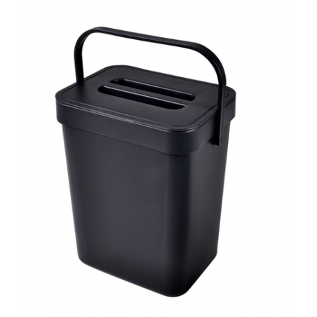 Poubelle de compost accrochable et repositionnable en plastique - 5L - Gris - L 18 x l 14 x H 24 cm