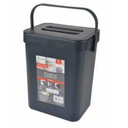 Poubelle de compost accrochable et repositionnable en plastique - 5L -  Taupe - L 18 x l 14 x H 24 cm