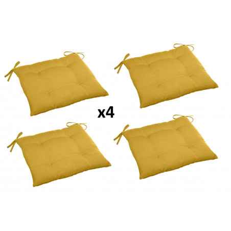 Lot de 4 galettes de chaises - Jaune - 40 x 40 cm - Gamme Korai