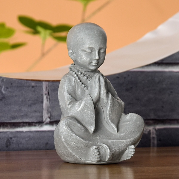 Statue ENFANT BALLON en résine gris clair