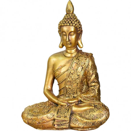 Statue de Bouddha Sanci en polyrésine - Doré - H 18 cm