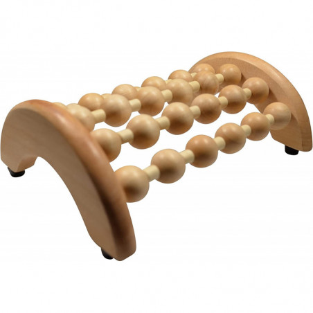 Masseur de pied en bois avec boules de massage - Beige - L 19 x l 13 x H 6,5 cm