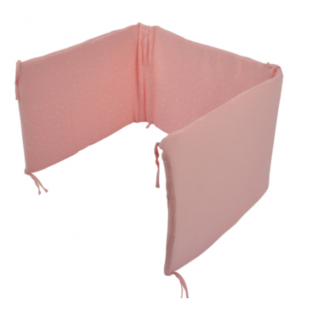Tour de lit réversible 100% coton à motifs étoiles - Rose - 180 x 40 cm