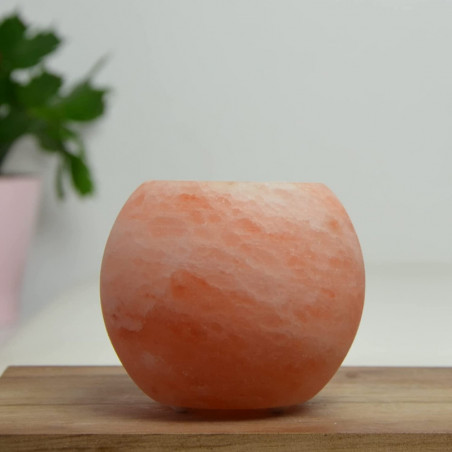 Bougeoir en cristal de sel d'Himalaya - Orange - H 8 cm