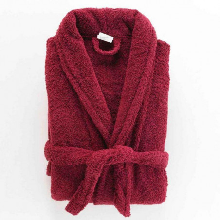 Peignoir confort en coton texture éponge  - Rouge rubis - Taille unique