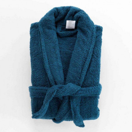 Peignoir confort en coton texture éponge  - Bleu saphir - Taille unique