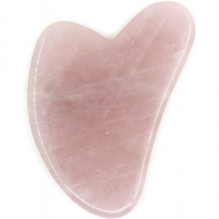 Guasha en quartz rose pour le soin du visage avec housse - Rose - L 8 cm