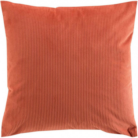 Coussin déhoussable en tissu effet velours cotelé Casual - Terracotta - 40 x 40 cm