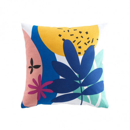 Coussin déhoussable en coton avec motifs végétaux Papaye - Multicolore - 45 x 45 cm