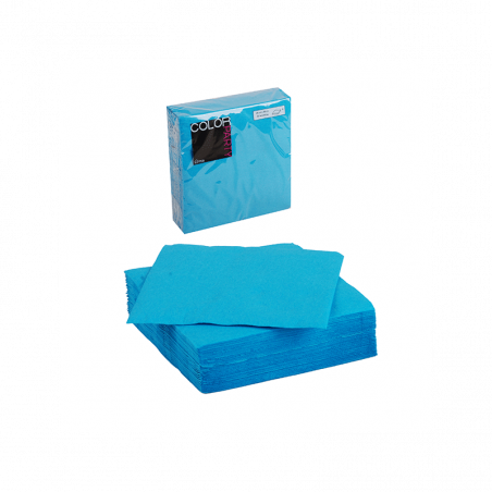 Paquets de 30 serviettes jetables en papier - Bleu - 38 x 38 cm