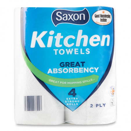 Lot de 4 rouleaux essuie-tout 2 plis ultra absorbants - Blanc
