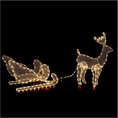 Décoration lumineuse de Noël - Traineau et renne - Extérieur - L 154 cm