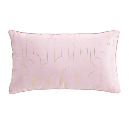 Coussin déhoussable en tissu avec imprimé métallisé Domea - Rose et Doré - 30 x 50 cm