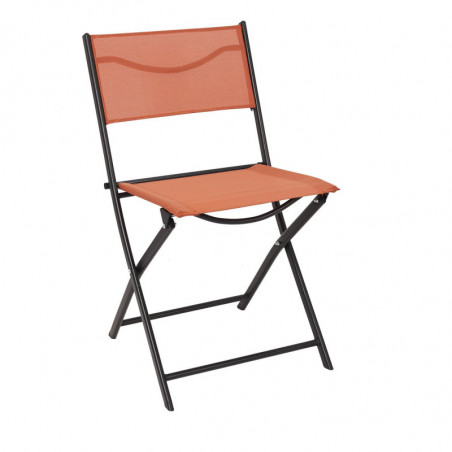 Chaise d'extérieur pliable "Elba" en tissu et métal - Orange - L 52.5 x H 79.5 x P 45.5 cm