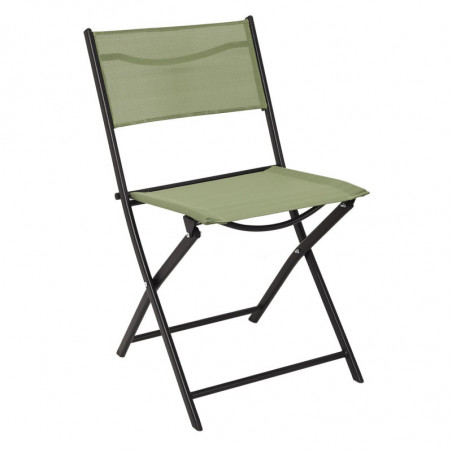 Chaise d'extérieur pliable "Elba" en tissu et métal - Vert - L 52.5 x H 80 x P 45.5 cm