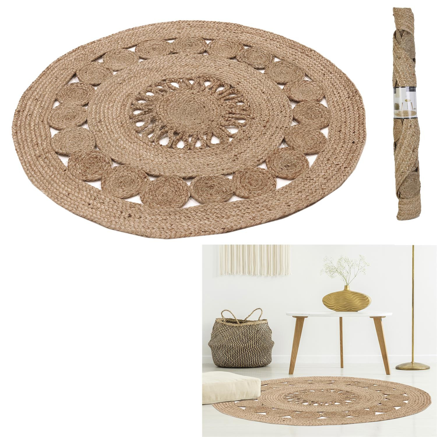 Tapis Rond Jute Ajouré