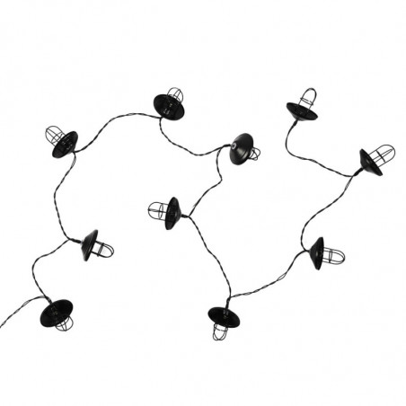 Guirlande à 10 lanternes en métal pour l'extérieur - Noir - L 192 cm