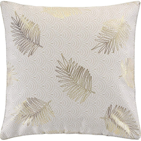 Coussin "Sunny Gold" imprimé écailles et feuilles métallique - Beige - 60 x 60 cm