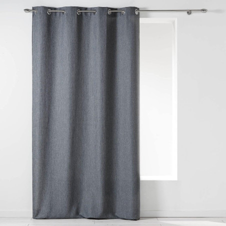 Rideau à 8 oeillets "Newton" en chambray - Gris anthracite - 140 x 260 cm