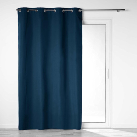 Rideau occultant à 8 oeillets "Obscure" en microfibre - Bleu marine - 140 x 260 cm