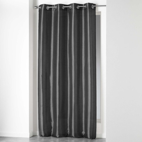 Rideau à 8 oeillet "Shana" en shantung - Gris anthracite - 140 x 240 cm