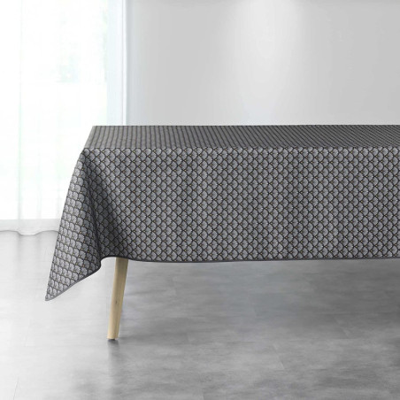 Nappe rectangle imprimé éventails "Artchic" - Gris anthracite - 150 x 240 cm