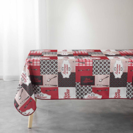 Nappe rectangle "Brunch" de style patchwork - Rouge - 150 x 240 cm