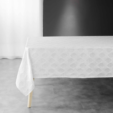 Nappe rectangle "Enolie" en jacquard - Blanc - 140 x 240 cm