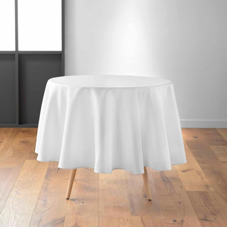 Nappe de table ronde uni "Essentiel" - Blanc - D 180 cm