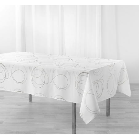 Nappe rectangle "Bully" à imprimé de style griffonnages - Blanc - 150 x 240 cm