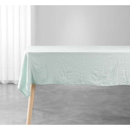 Nappe rectangle "Suzy" en microfibre lavée - Vert menthe - 140 x 240 cm