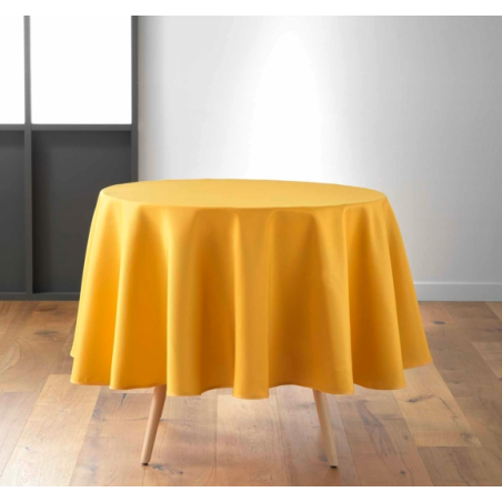 Nappe de table ronde uni "Essentiel" - Jaune - D 180 cm