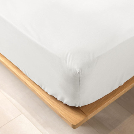 Drap housse en coton bio pour lit 2 personnes "Biolina" - Blanc - 140 x 190 cm