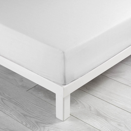 Drap housse en coton pour lit double "Linette" - Blanc - 140 x 190 cm