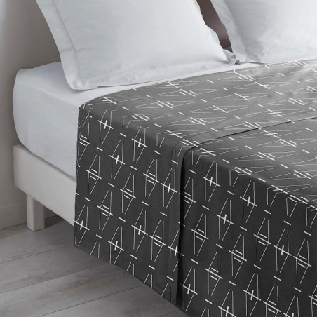 Drap plat en coton "Aristide" - Gris anthracite - 180 x 290 cm