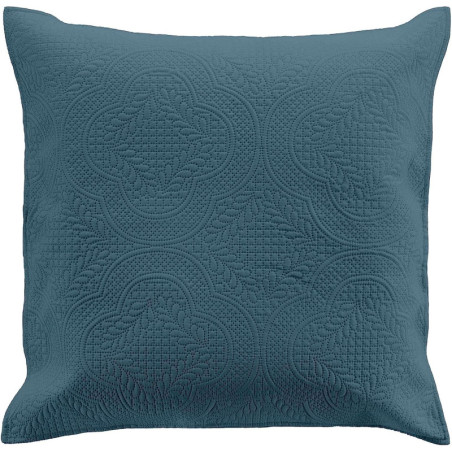 Housse de coussin en microfibre avec motifs en relief "Romane" - Bleu - 60 x 60 cm