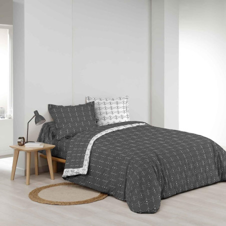 Housse de Couette avec motifs "aristide" - Gris Anthracite - Coton - 240 x 220 cm