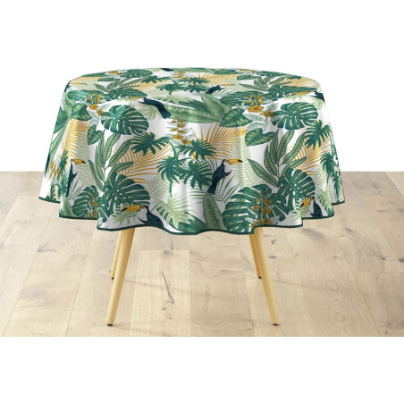 Nappe ronde en PVC imprimé végétal "Guyana" - Vert - D 160 cm