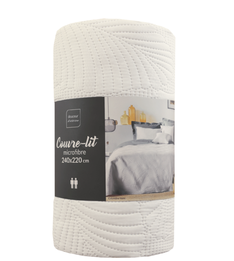 Couvre lit 2 personnes en microfibre matelassé Colombine - Blanc - 220 x  240 cm