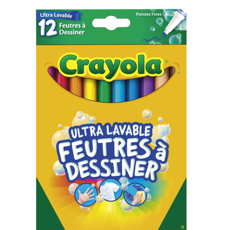 Boîte de 12 feutres à dessiner ultra lavable - Multicolore - Crayola
