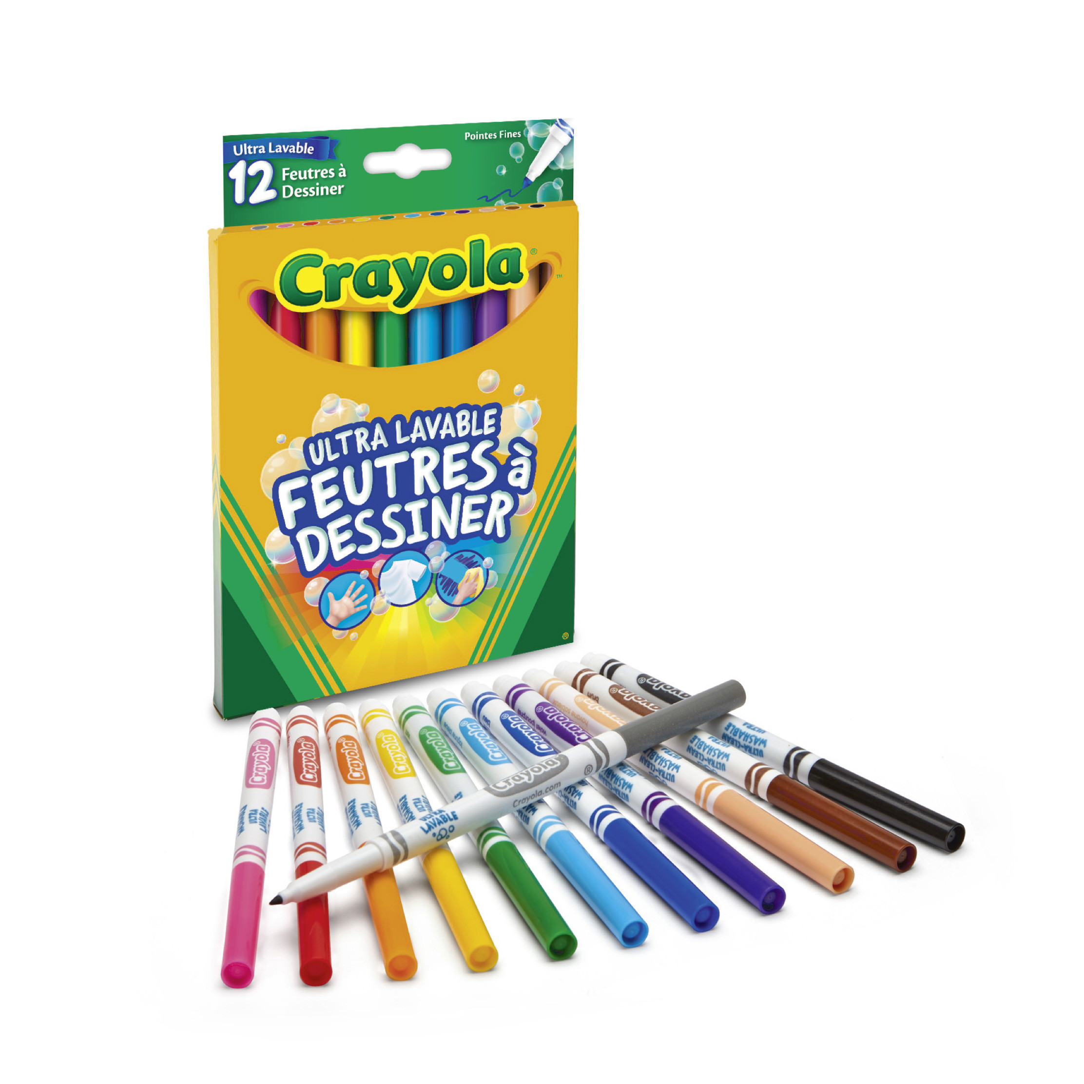 Boîte de 12 feutres à dessiner ultra lavable - Multicolore - Crayola