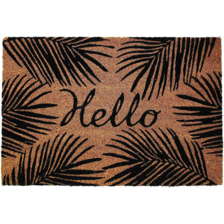 Paillasson rectangle en fibre de coco "Hello" - Marron - 40 x 60 cm