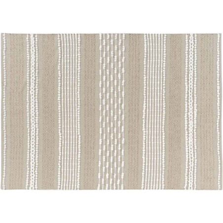Tapis d'intérieur rectangle en coton à fil "Blanca" - Beige - 120 x 170 cm