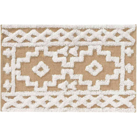 Tapis d'intérieur rectangle en coton à motif ethnique "Medine" - Beige - 120 x 170 cm